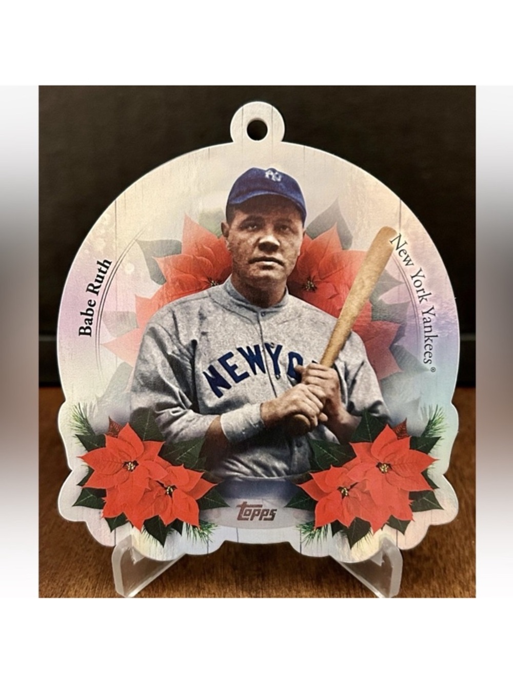 Babe Ruth 2025 Topps New York Yankees Christmas Holiday Ornament Baseball Card